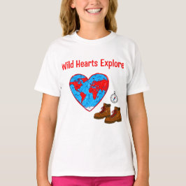 Wild Hearts Explore Map and Hiking Boots Art T-shirt