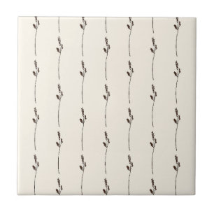 Wild Herb Ceramic Tile Brown Cream Tegeltje