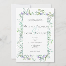 Wild Herbs Spring Green Wedding Invitation Kaart