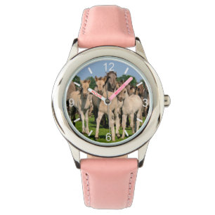 Wild Herd Grullo Dulmen Horses Foals - bord met wi Horloge