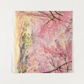 Wild Himalayan Cherry: Waterverf landschap. Wandkleed (Voorkant (horizontaal))