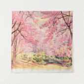 Wild Himalayan Cherry: Waterverf landschap. Wandkleed (Voorkant)