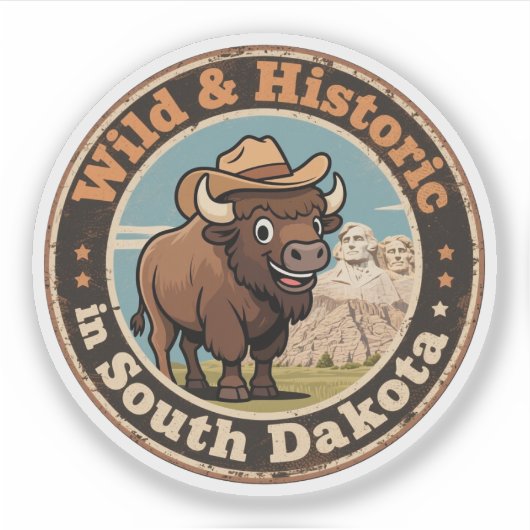 Wild & Historisch Zuid-Dakota Retro Western Sticker (Voorkant)