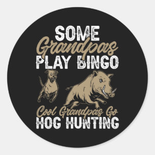 Wild Hog Hunting Dad Grandpa Boar Hunting Ronde Sticker