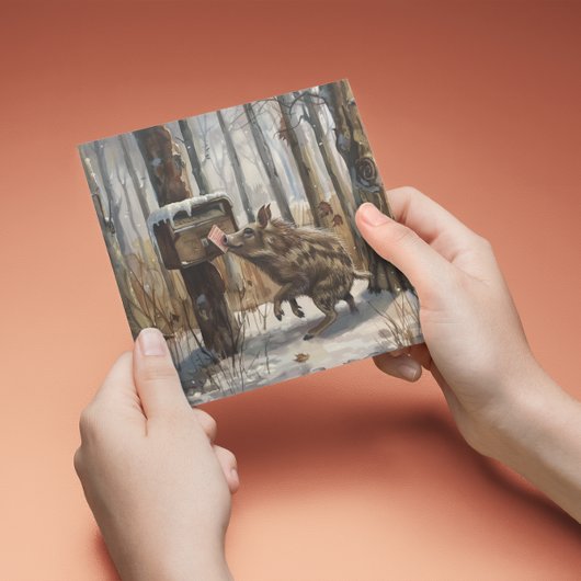 Wild hog mailing kerstkaart