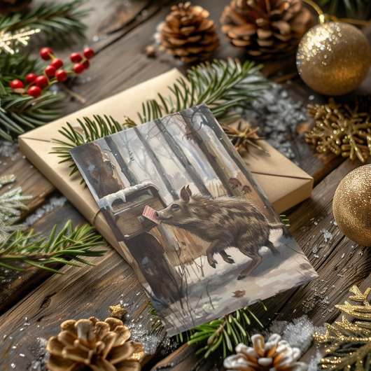 Wild hog mailing kerstkaart