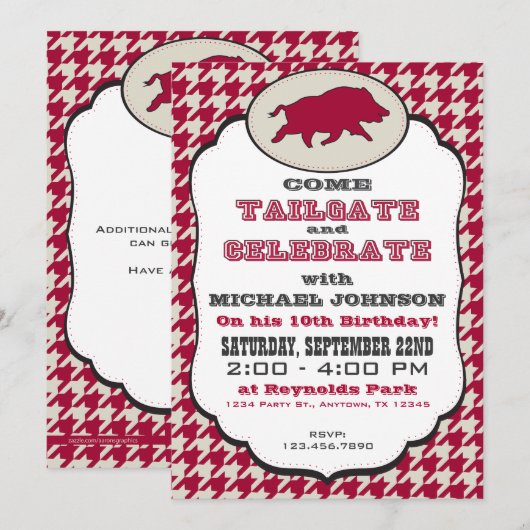 Wild Hog Verjaardag Uitnodiging (Voorkant / Achterkant)