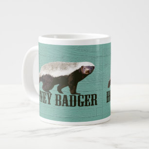 Wild Honey Badger Aqua, White, Brown Grote Koffiekop