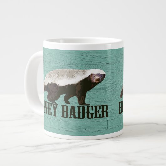 Wild Honey Badger Aqua, White, Brown Grote Koffiekop (Links)