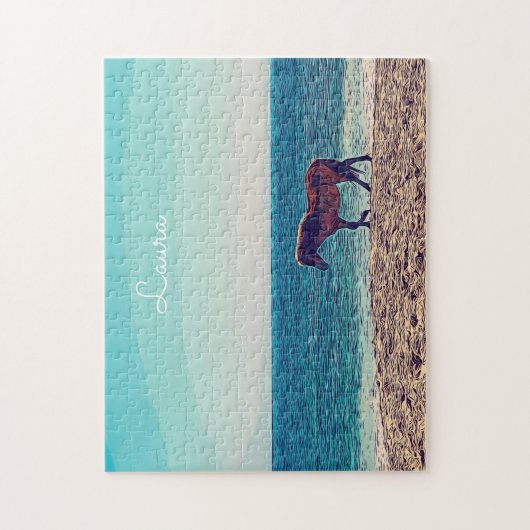 Wild Horse Beach Cute Personalized Legpuzzel (Verticaal)