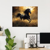 Wild Horse Black Stallion Mustang Poster (Thuiskantoor)