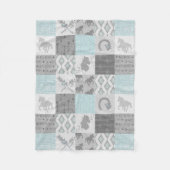 Wild Horse BoHo Fleece Blanket - Aqua/Gray (Voorkant)