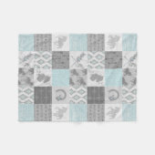 Wild Horse BoHo Fleece Blanket - Aqua/Gray Deken (Voorkant (Horizontaal))