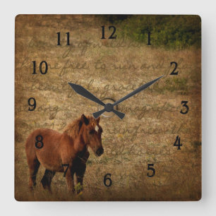 Wild Horse Clock Vierkante Klok