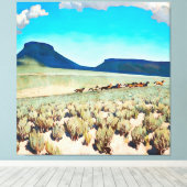 "Wild Horse Country" door Maynard Dixon Canvas Afdruk (Insitu (Houten vloer))