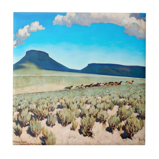 “Wild Horse Country” door Maynard Dixon Tegeltje (Voorkant)