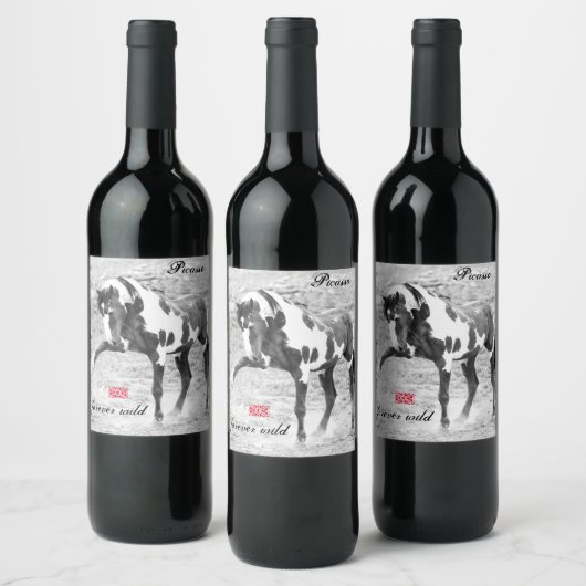 Wild Horse Foto Picasso Mustang Wine Labels Wijn Etiket (Flessen)