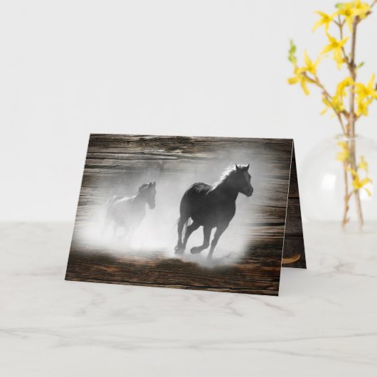 Wild Horse Galloping Card Kaart (Gele Bloem)