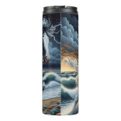 Wild Horse Galloping Stormy Beach Thermosbeker (Achterkant)