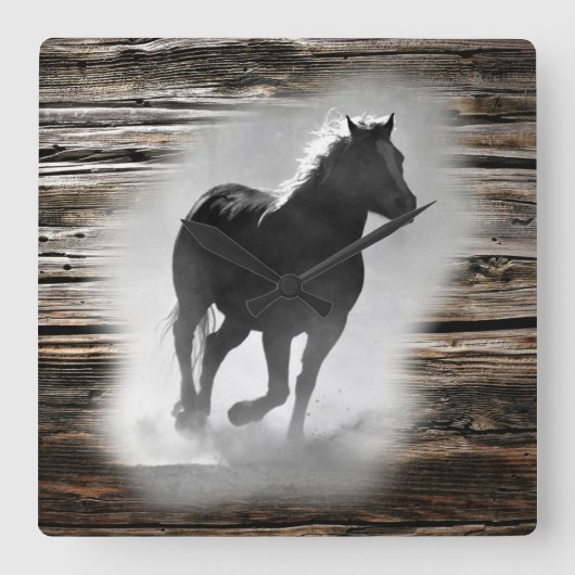 Wild Horse Galloping Vierkante Klok (Voorkant)