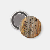 Wild Horse Head - Rustisch hout Kijk uit Magneet (Voorkant / Achterkant)