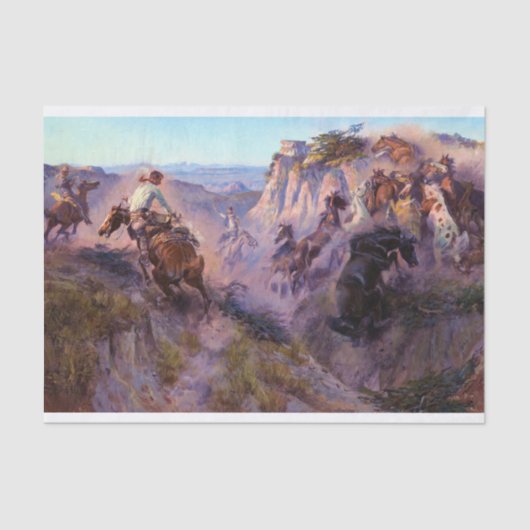 Wild Horse Hunters, 1913 door Charles Marion Russe Tissuepapier (Voorkant)