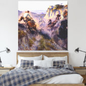"Wild Horse Hunters" door Charles M Russell Canvas Afdruk (Insitu (Slaapkamer))