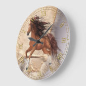Wild Horse op Sheepskin Wall Clock Grote Klok (Hoek)