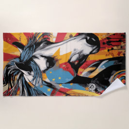 Wild Horse Pop Art Portrait Colorful Street Style Strandlaken