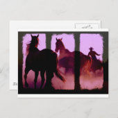 Wild Horse Roundup Triptych Briefkaart (Voorkant / Achterkant)