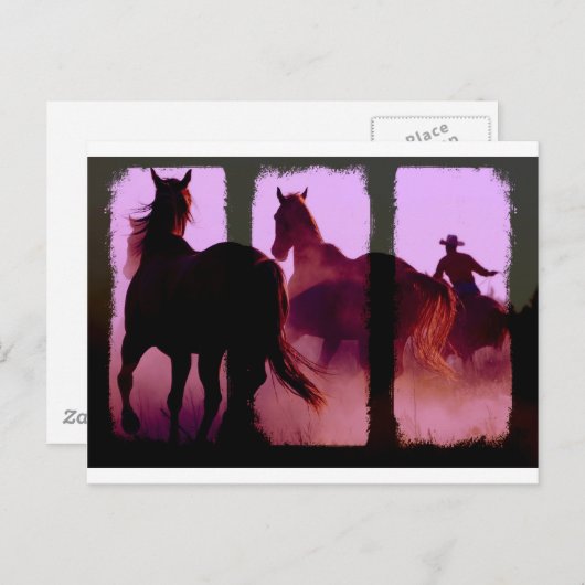 Wild Horse Roundup Triptych Briefkaart (Voorkant / Achterkant)