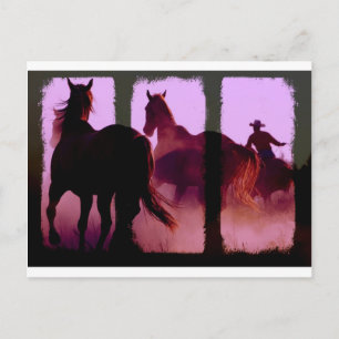 Wild Horse Roundup Triptych Briefkaart