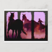 Wild Horse Roundup Triptych Briefkaart (Voorkant)