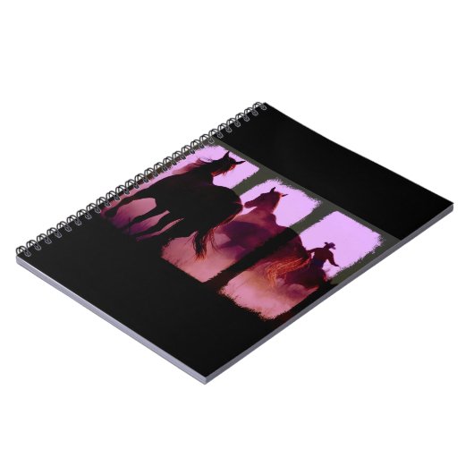 Wild Horse Roundup Triptych Digital Art Notitieboe Notitieboek (Linkerzijde)