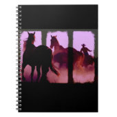 Wild Horse Roundup Triptych Digital Art Notitieboe Notitieboek (Voorkant)