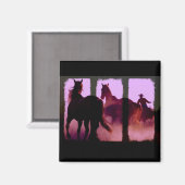 Wild Horse Roundup Triptych Magneet (Voorkant / Achterkant)