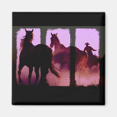 Wild Horse Roundup Triptych Magneet (Voorkant)