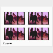 Wild Horse Roundup Triptych Rechthoekige Sticker (Vel)
