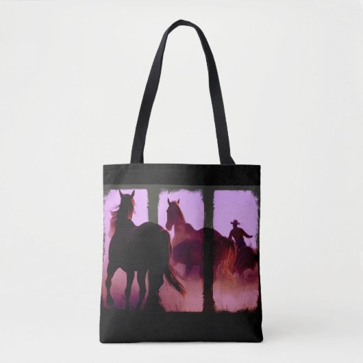 Wild Horse Roundup Triptych Tote Bag (Voorkant)