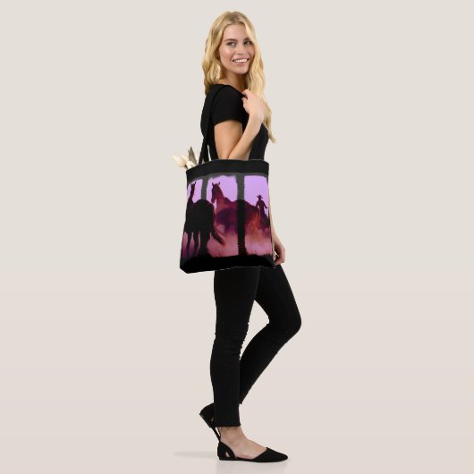 Wild Horse Roundup Triptych Tote Bag (Op model)