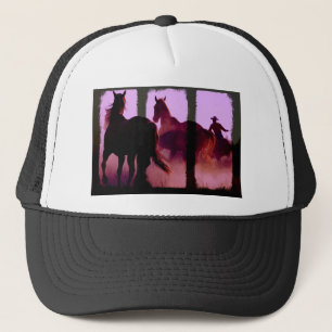 Wild Horse Roundup Triptych Trucker Pet