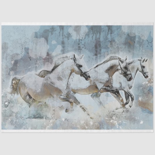Wild Horse Stampede Westerne ontkoppeling Art Tissuepapier (Voorkant)