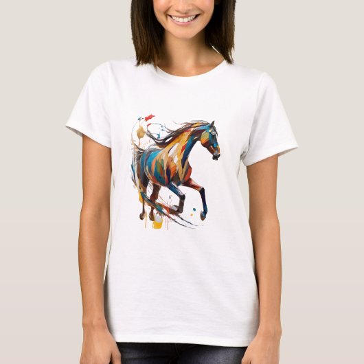 Wild Horse T Shirt Kleurrijke Spirit Horse T Shirt (Voorkant)