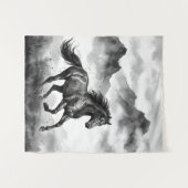 Wild Horse Tapestry | Mountain Ink Art Wandkleed (Voorkant (horizontaal))