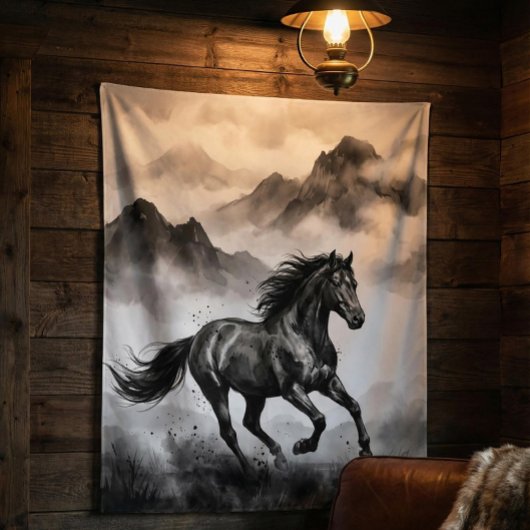 Wild Horse Tapestry | Mountain Ink Art Wandkleed