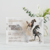 Wild Horse Watercolor VERLOVINGSPARTIJ Trouwen Kaart (Staand voorkant)