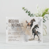 Wild Horse Waterverf Wedding Kaart (Staand voorkant)