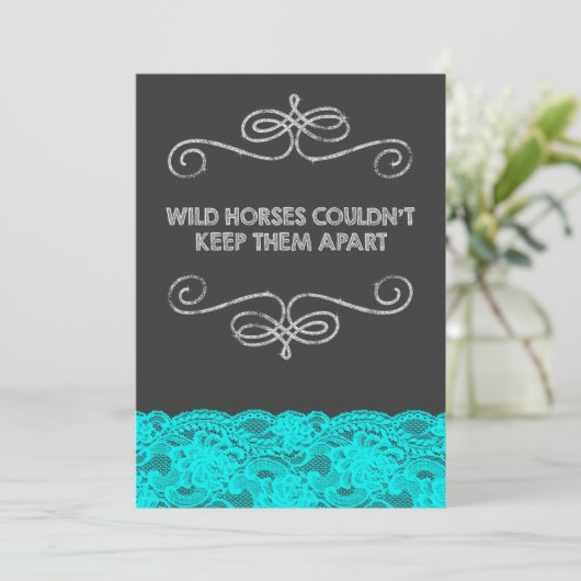 Wild Horses  Chalkboard Wedding Kaart (Staand voorkant)