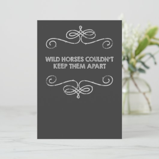 Wild Horses  Chalkboard Wedding Kaart (Staand voorkant)