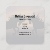 Wild Horses Dancing Silhouette Equestrian Vierkante Visitekaartje (Achterkant)